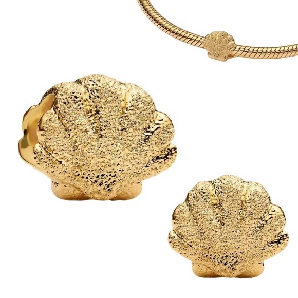 Pandora Gold Seashell Charm - Picture 1 of 12